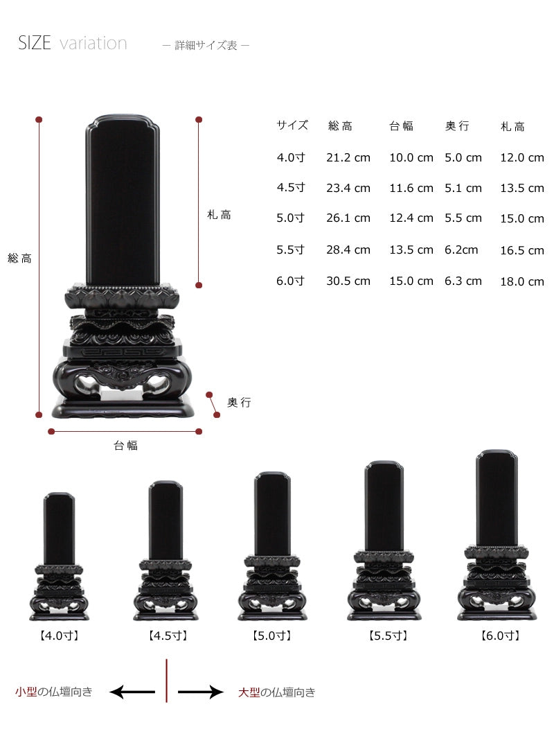 会津 唐木位牌 黒檀 上等猫丸の商品画像7枚目