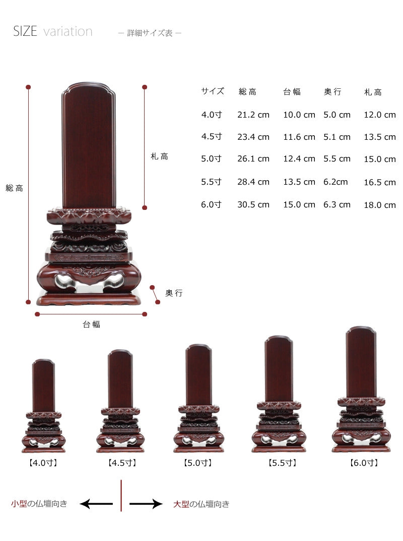 会津 唐木位牌 紫檀 上等猫丸の商品画像7枚目