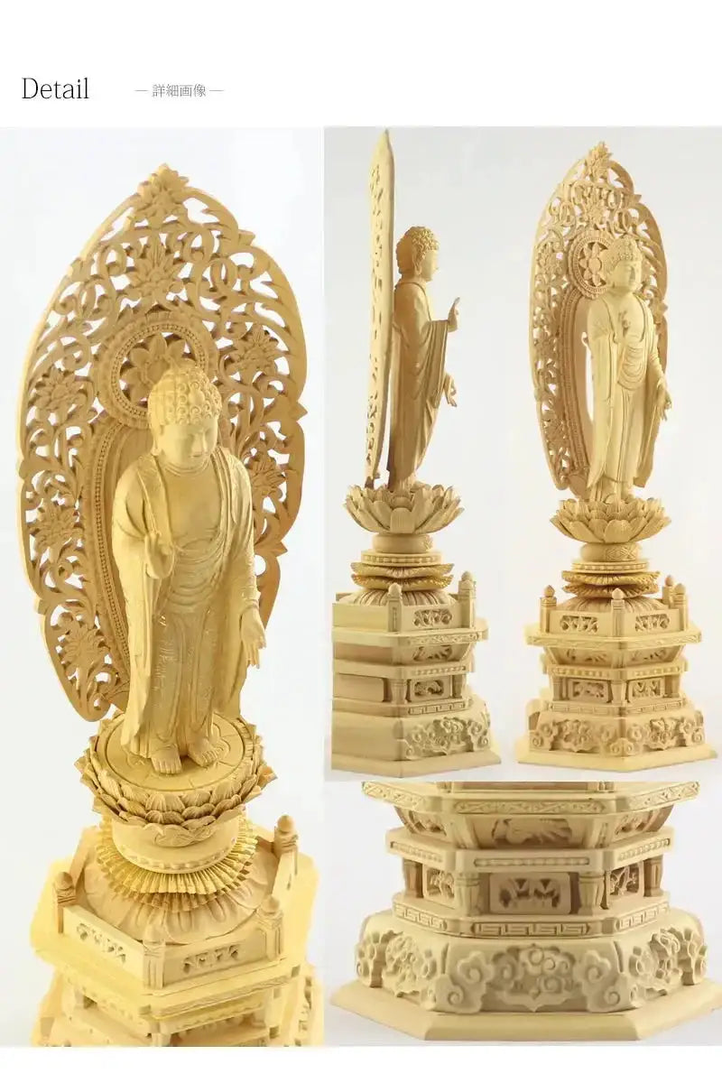 仏像　舟立弥陀　六角台座 本柘植仏像 上彫り 六角台座 舟立弥陀 【浄土宗・時宗】 | 本尊・脇侍