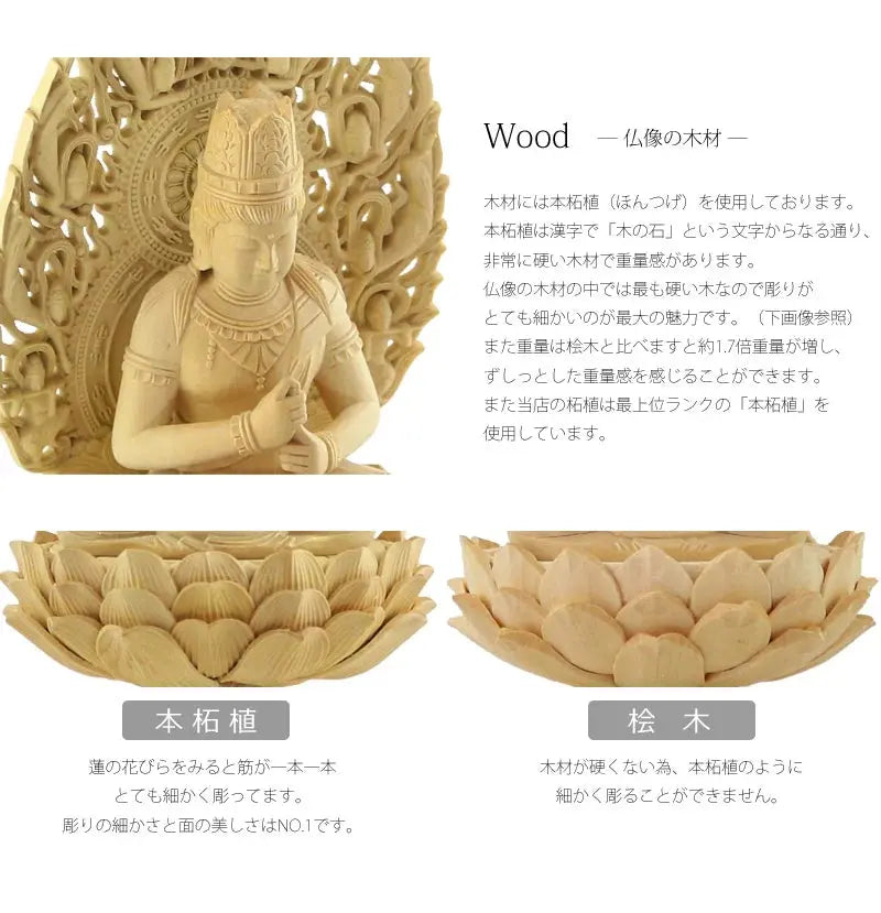 本柘植仏像 上彫り 八角台座 大日如来 【真言宗】の商品画像2枚目