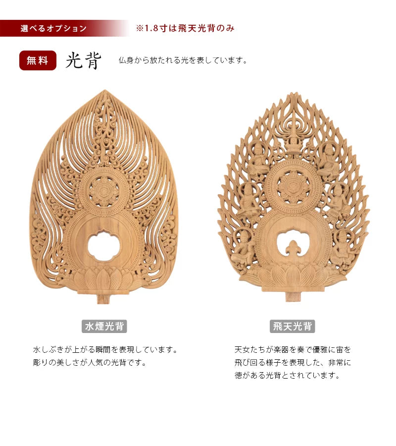 白檀仏像 八角台座 座釈迦 【曹洞宗・臨済宗・禅宗】の選べる光背