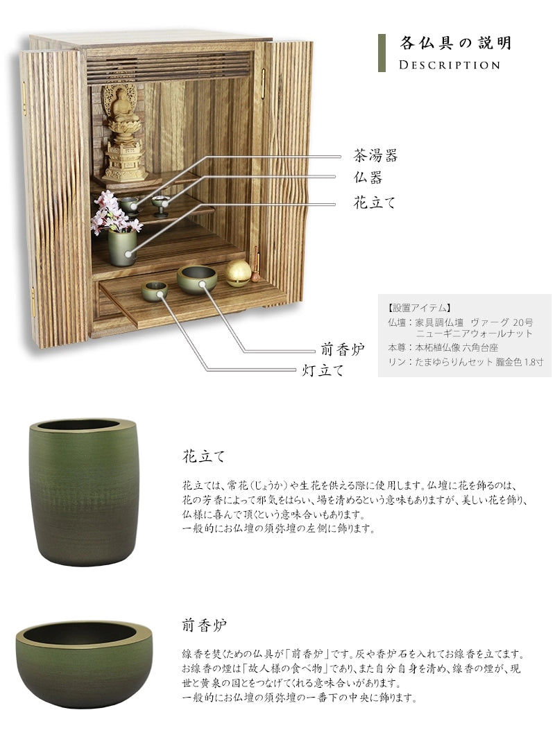 モダン仏具 光輪 草原の各仏具の説明