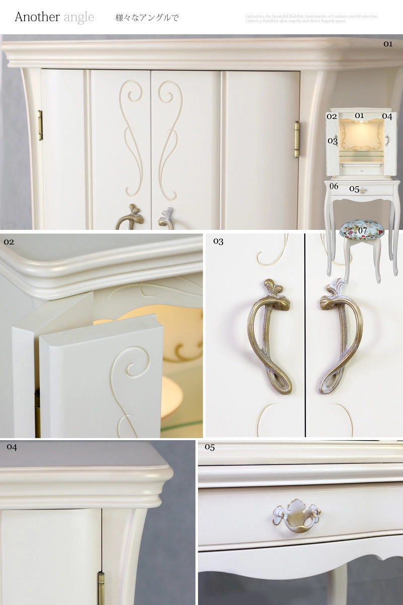 ヨーロッパ調仏壇 ボヌール ホワイト 脚付き＆椅子付きの商品画像11枚目