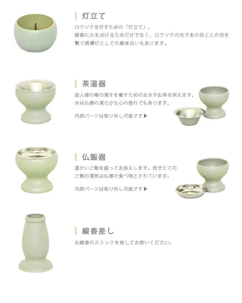 シンプル仏具セット エクリュ ペールグリーン の各仏具の意味②