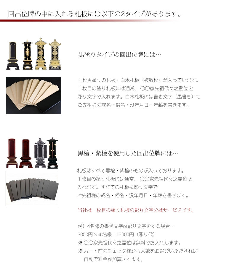 回出位牌 「春日型」 会津塗り 3.0寸～6.0寸の商品画像3枚目