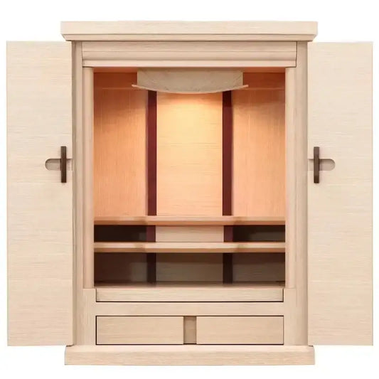 モダン仏壇 ダミエ ホワイトベージュ 18号 上置きタイプメイン画像01