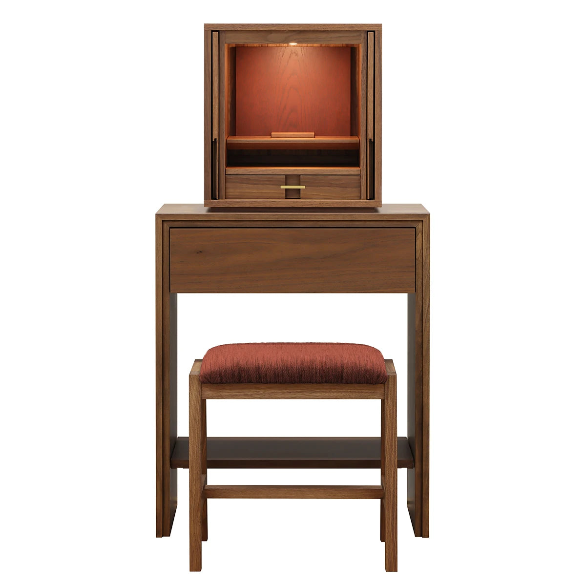 モダン仏壇 TSUDOU 台付き ウォールナット×海老茶のサムネイル画像