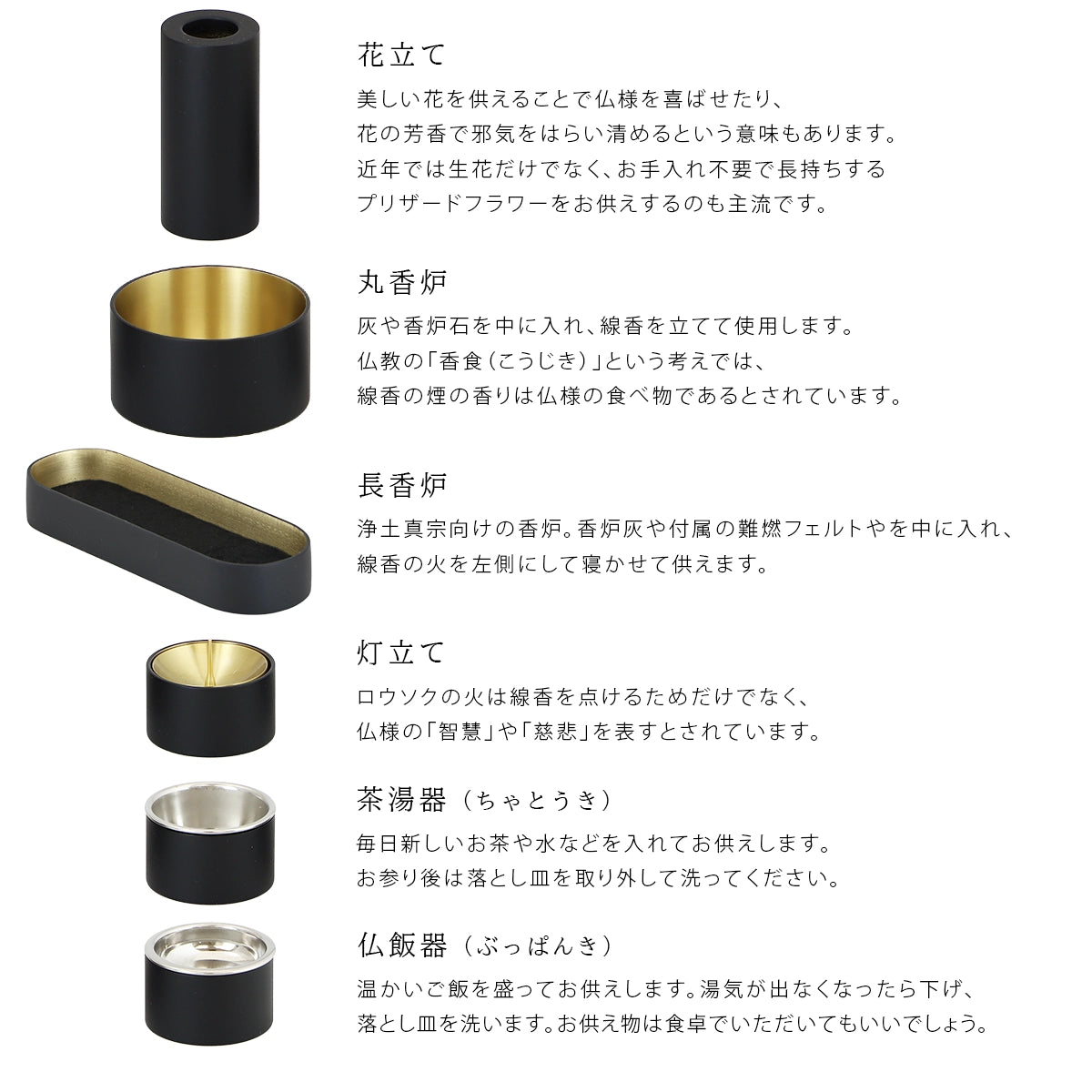 モダン仏具SEN マットブラックの使い方