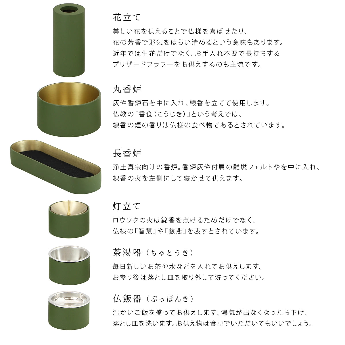 モダン仏具SEN マットオリーブの使い方