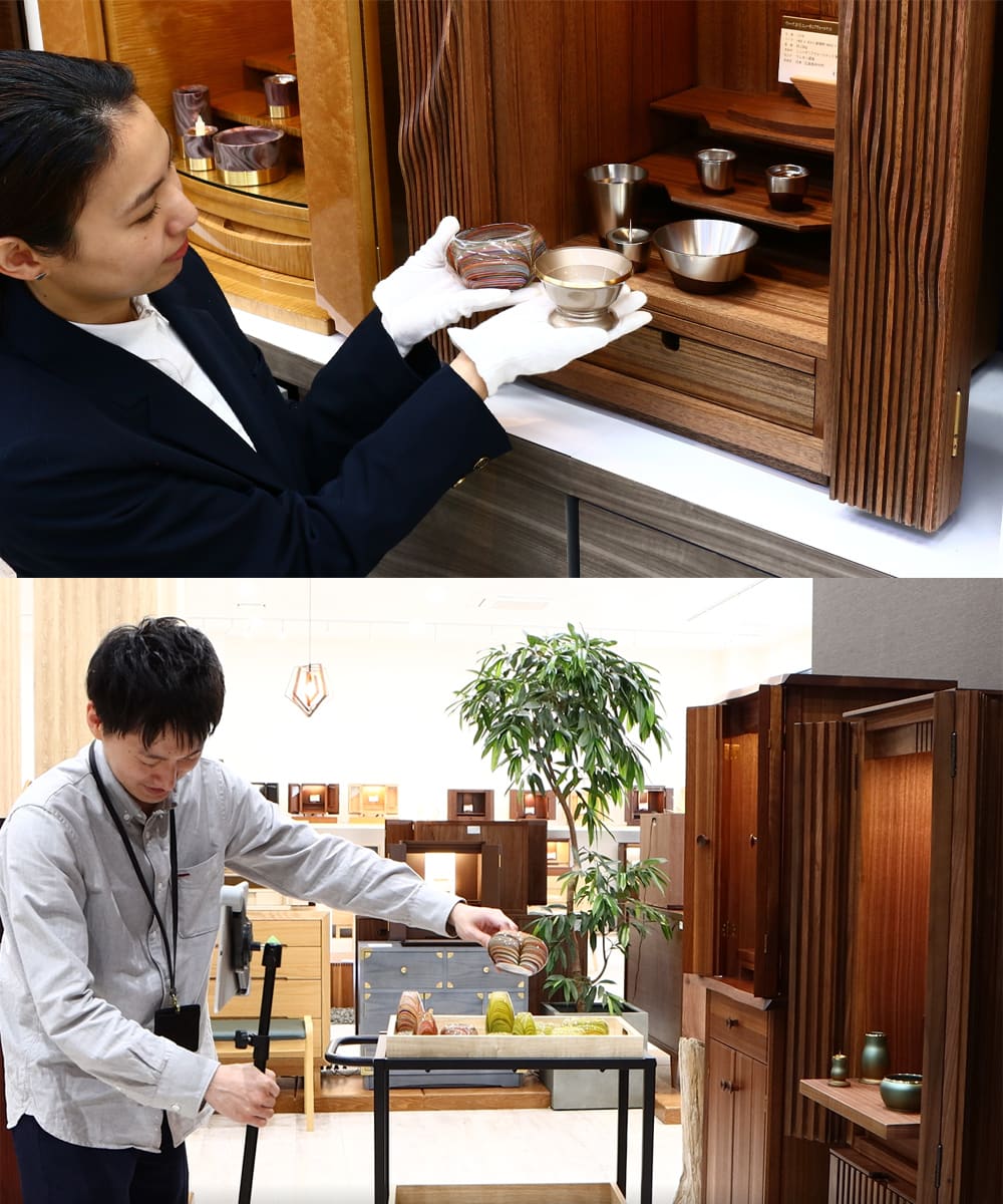 オンライン来店でスタッフが説明しているイメージ
