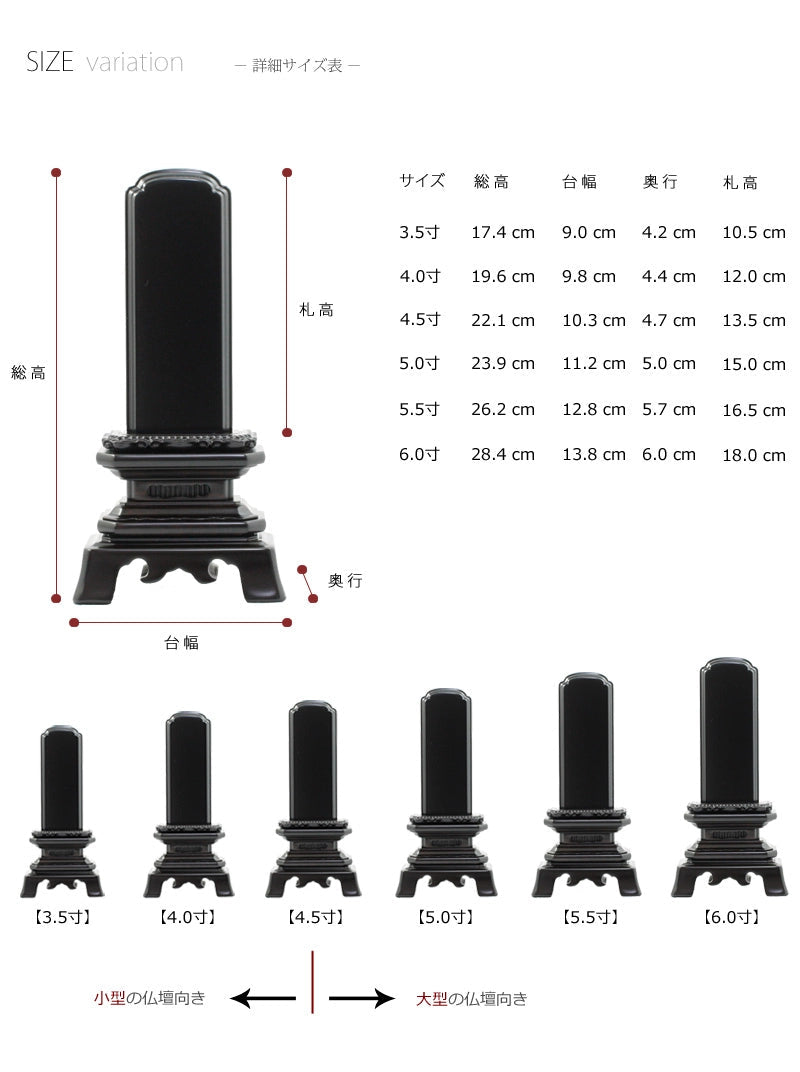 会津 唐木位牌 黒檀 葵角切の商品画像7枚目