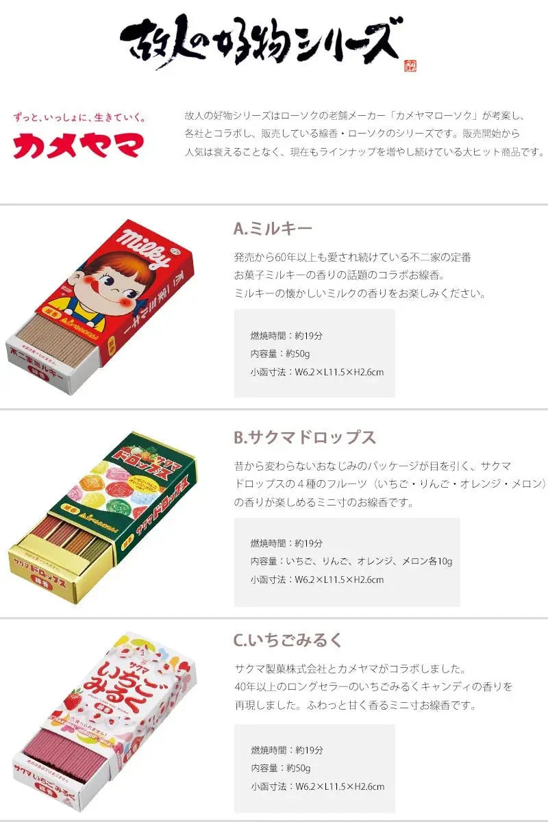 ミルキー・サクマドロップス・いちごみるくの香りのお線香の商品詳細