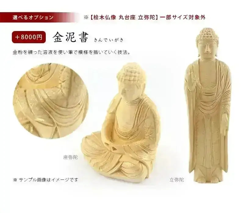 桧木仏像の選べるオプション【金泥書】