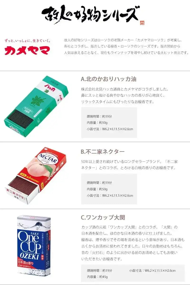 故人の好物シリーズ ミニ寸線香【メーカーコラボ・キャラクター編