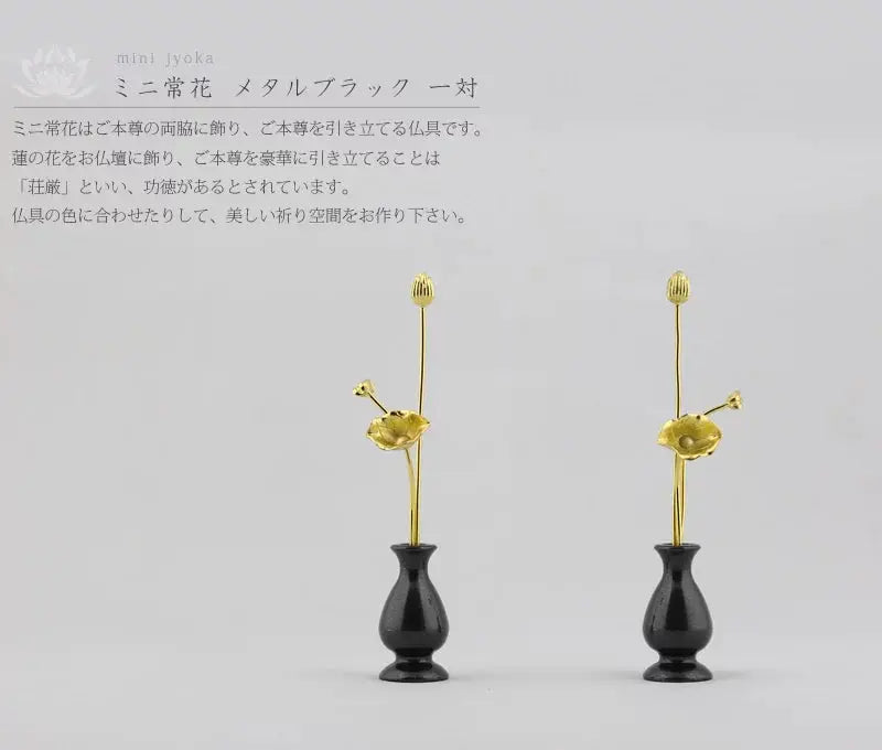 ミニ常花 メタルブラック 一対の商品画像1枚目