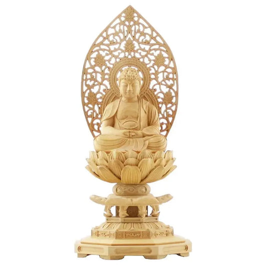 本柘植仏像 八角台座 座阿弥陀 【天台宗】メイン画像01