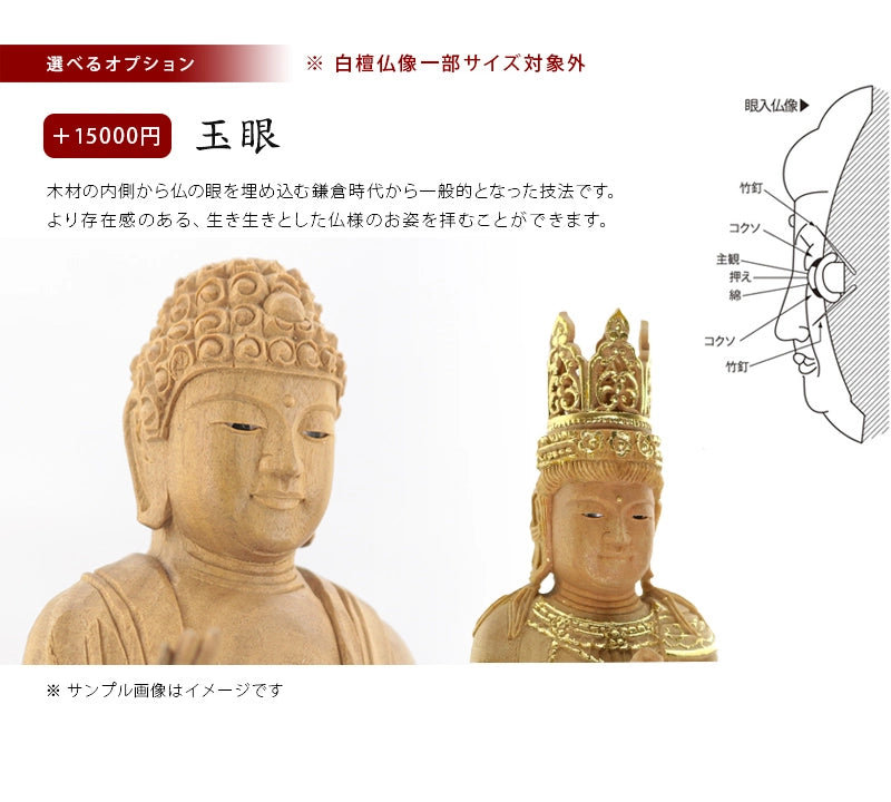白檀仏像の選べるオプション【玉眼】