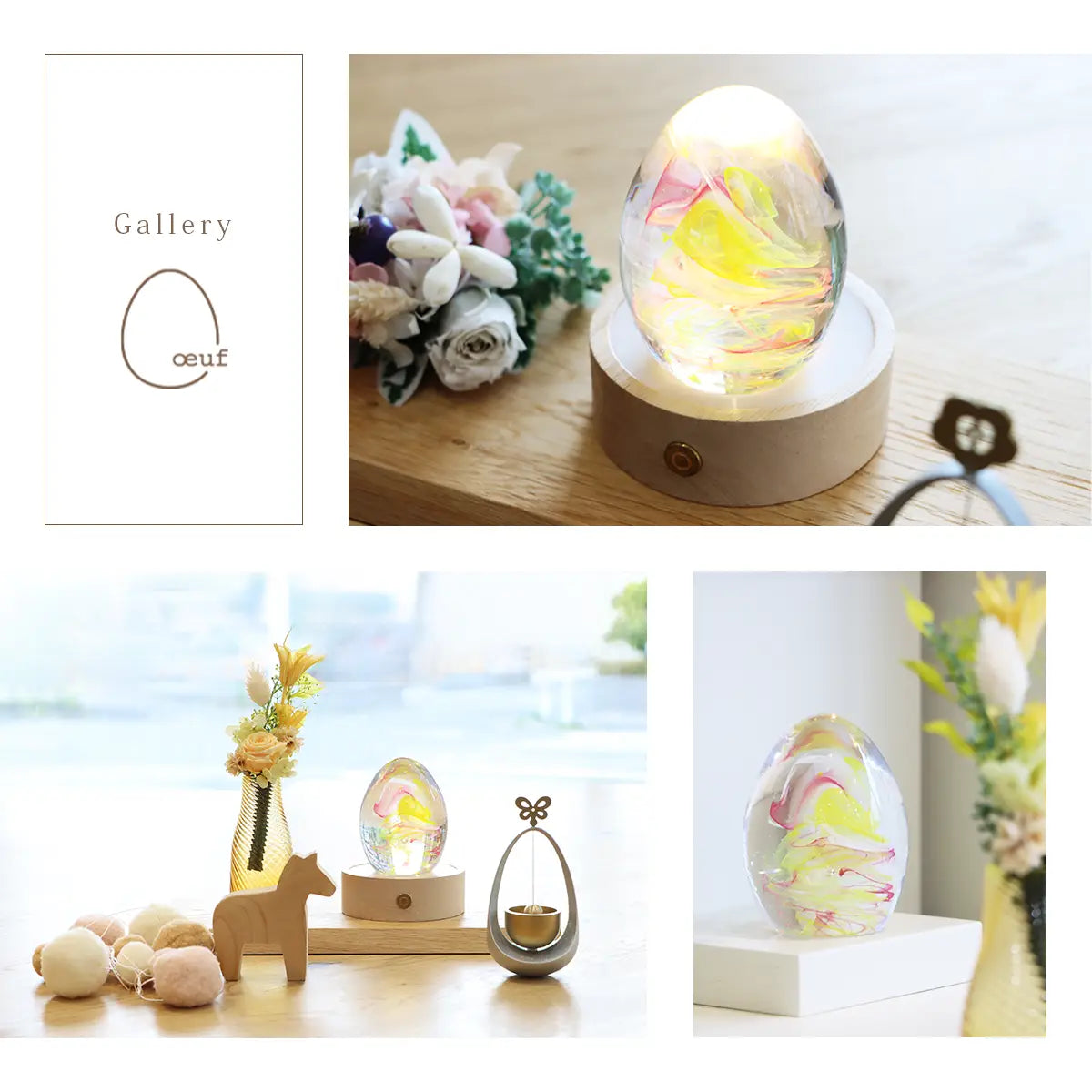ガラス位牌「oeuf」くおんイエロー　イメージギャラリー