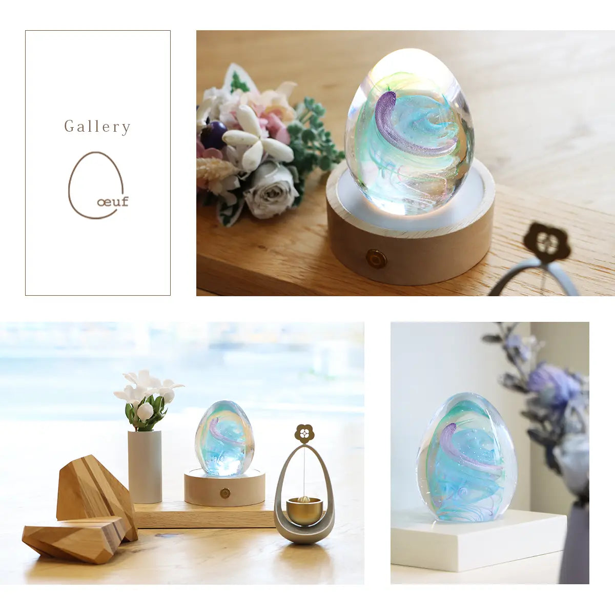 ガラス位牌「oeuf」くおんブルー　イメージギャラリー