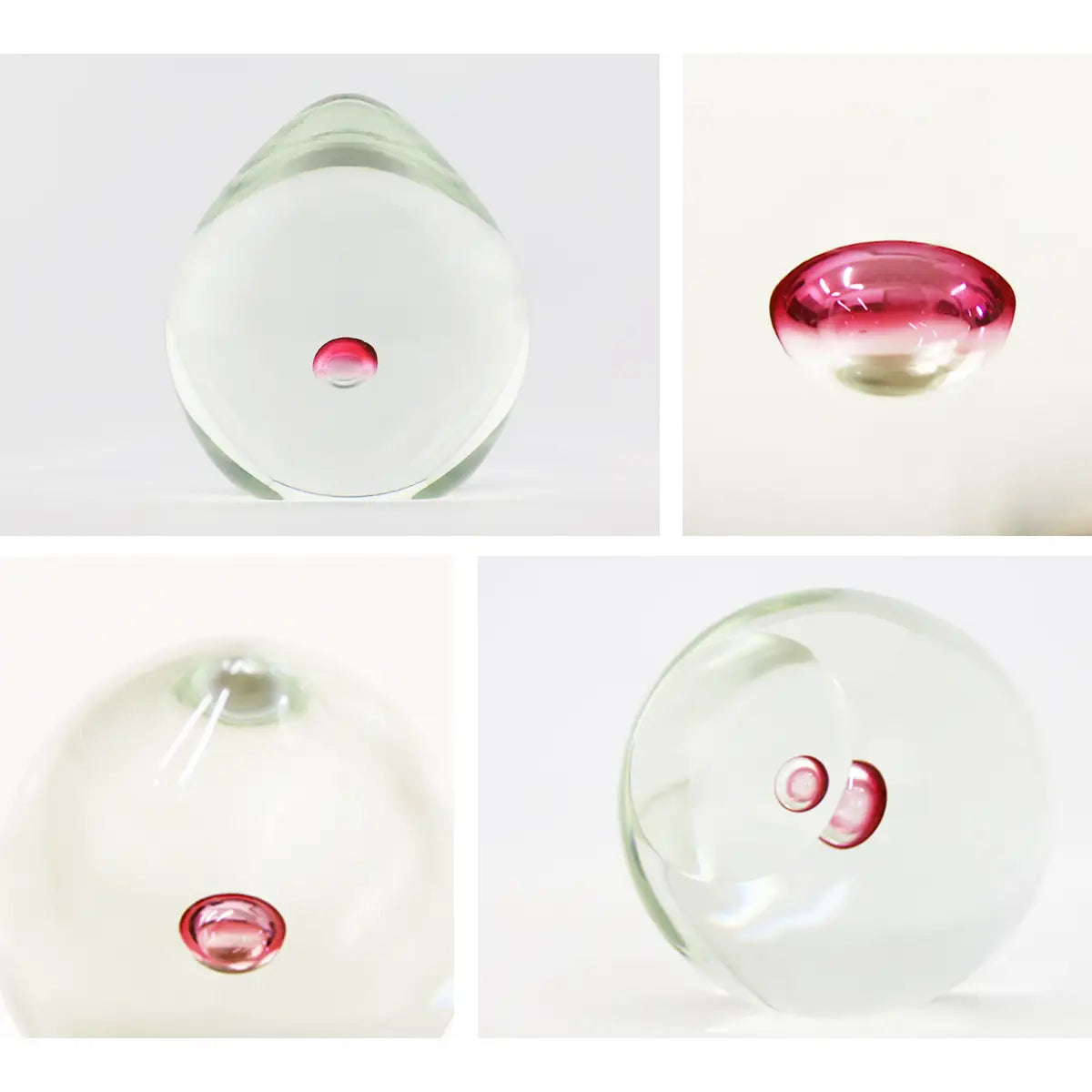 ガラス位牌「oeuf」いふきピンク　さまざまな角度から見た拡大画像