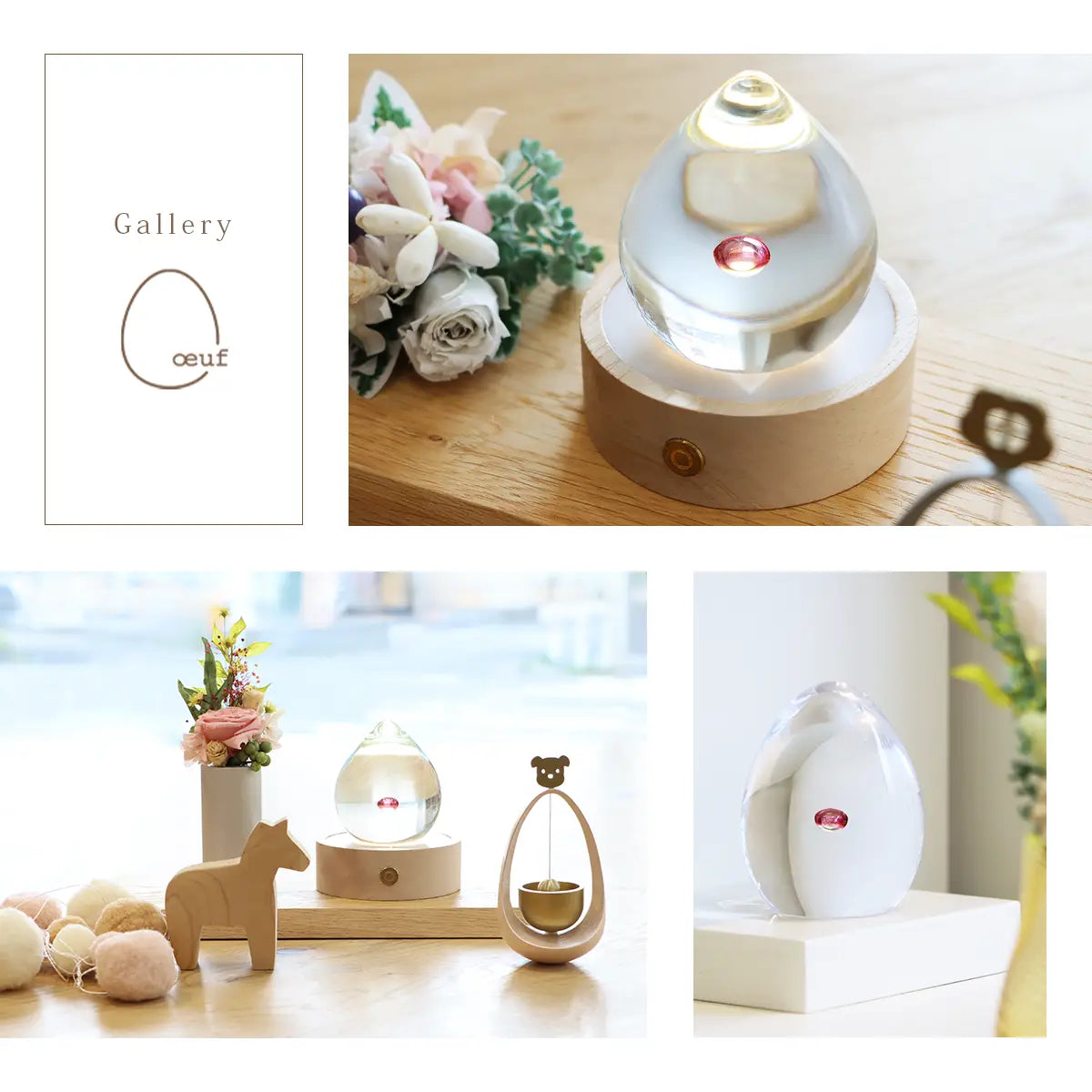 ガラス位牌「oeuf」いふきピンク　イメージギャラリー