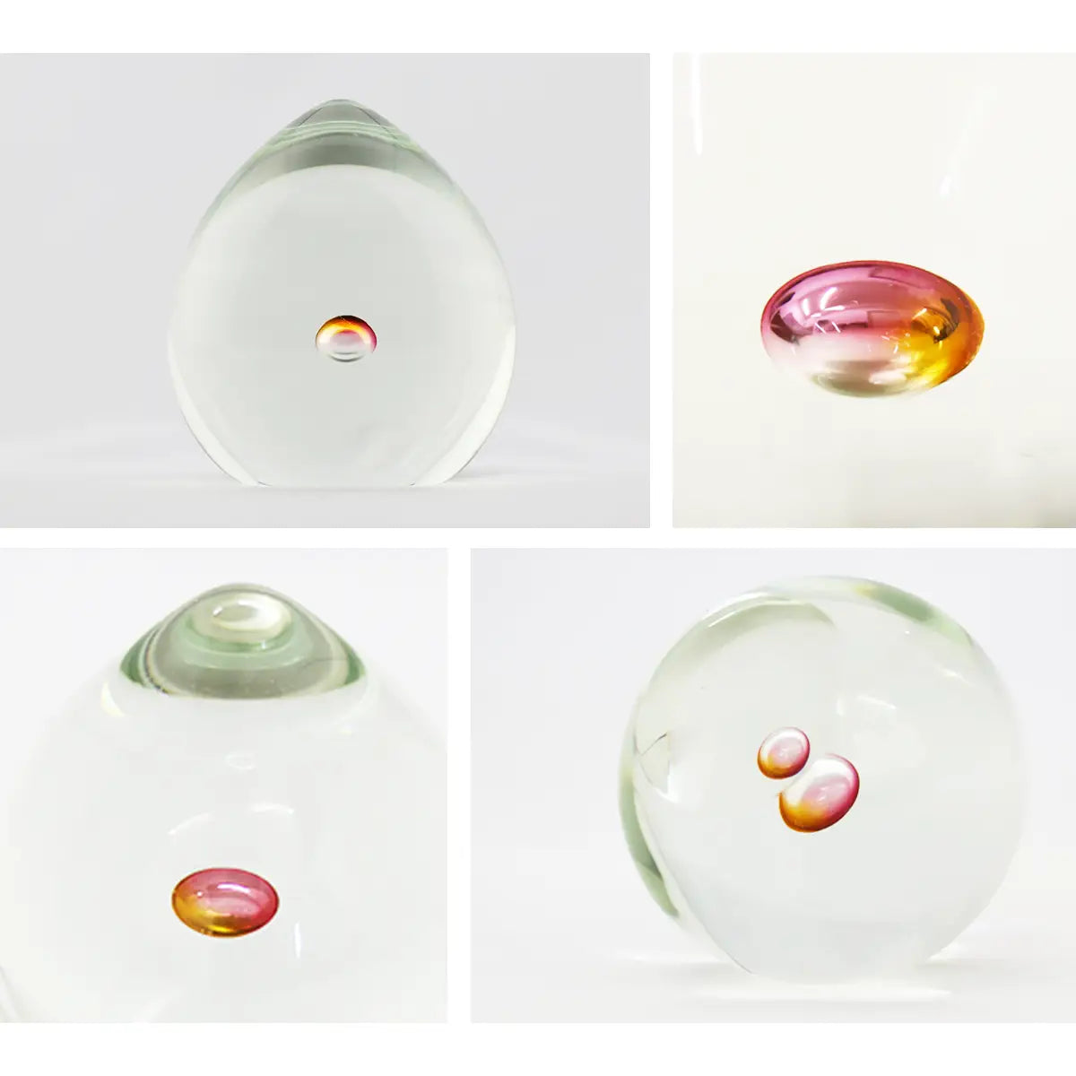 ガラス位牌「oeuf」いふきオレンジ　さまざまな角度から見た拡大画像