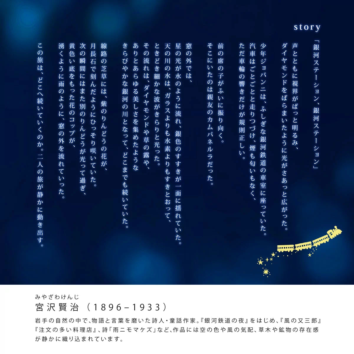 優雅・優徳 銀河鉄道の夜 物語と著者の説明