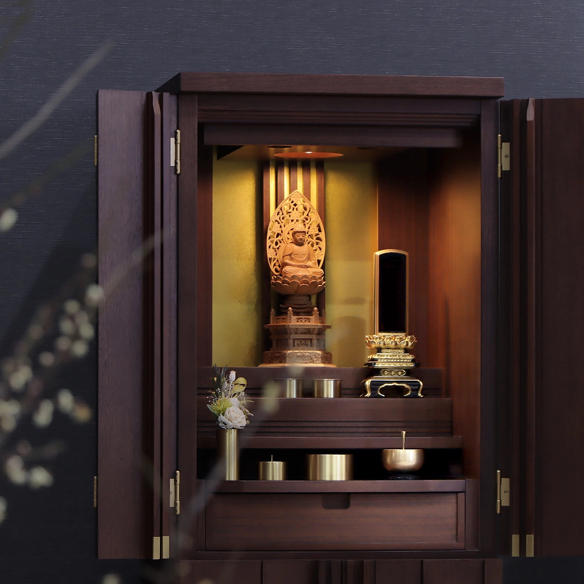 絆上塗位牌 上京千倉 吹蓮華 面粉 | お位牌の通販 | インテリア仏壇