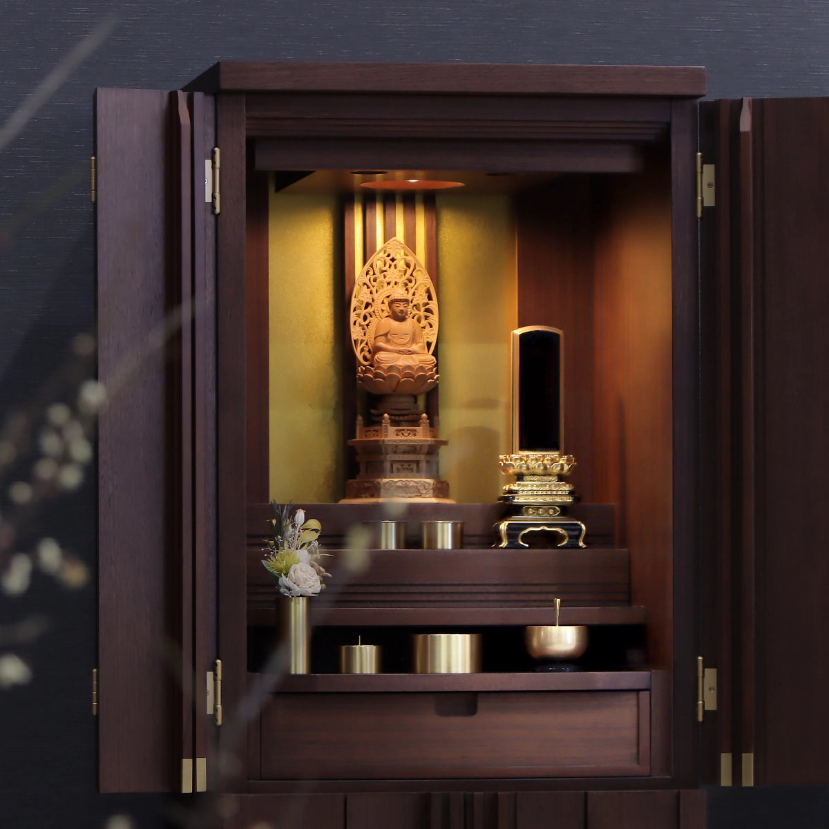 絆上塗位牌 上京千倉 吹蓮華 面粉 | お位牌の通販 | インテリア仏壇 絆上塗位牌 上京千倉 吹蓮華 面粉 | お位牌の通販 | インテリア仏壇