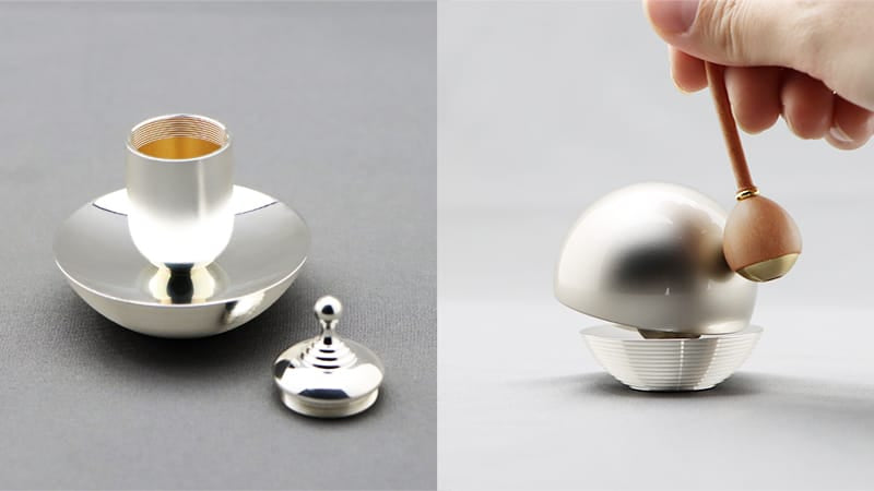 かわいらしい丸いフォルムと、美しく高い音色が人気の「たまゆらりん」シリーズから、ミニ骨壺が一体となった「骨壺付たまゆらリン」シリーズが新登場。長く響く美しい音色に乗せて祈りの想いを極楽浄土へ届けます。