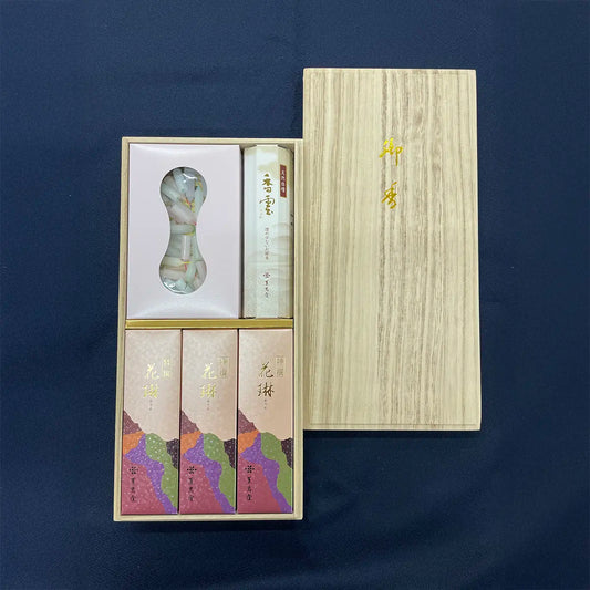 【アウトレット】薫寿堂 ご進物用線香 特撰花琳ミニローソク二種香 桐箱