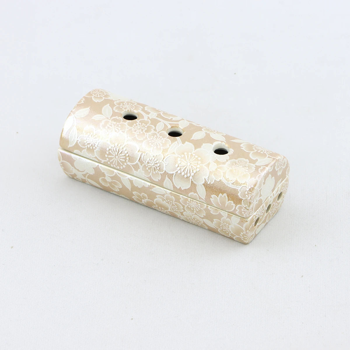 【アウトレット】美濃焼仏具 花むすび 長型香炉 シャンパンゴールド【単品】