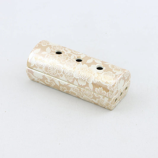 【アウトレット】美濃焼仏具 花むすび 長型香炉 シャンパンゴールド【単品】