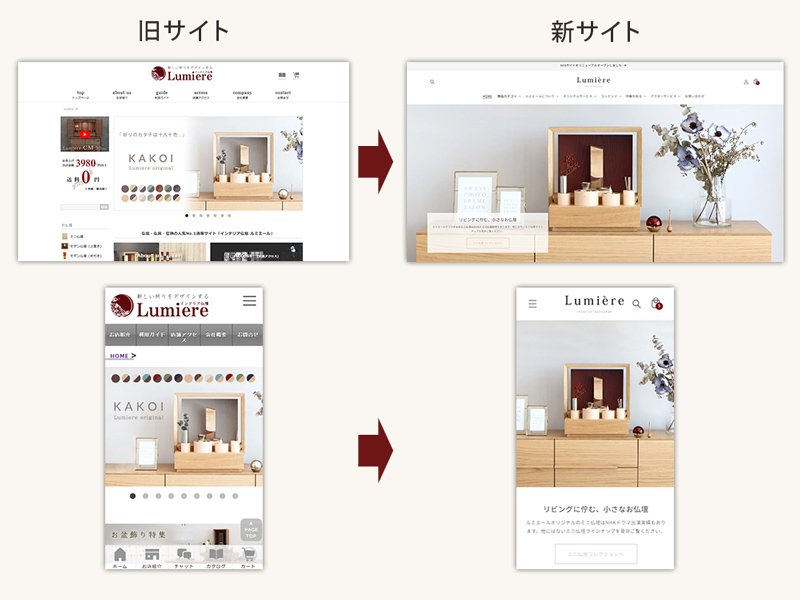 新旧ホームページの比較