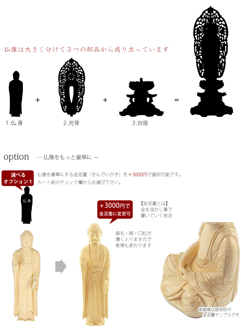 桧木仏像 八角台座 舟立弥陀 【浄土宗・時宗】の商品画像3枚目